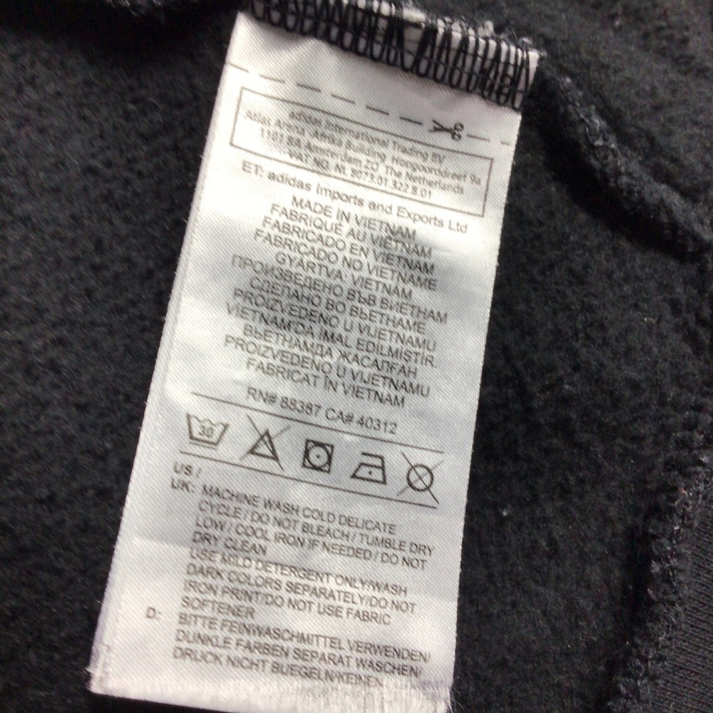 Adidas 3-STRIPES LINEAR LOGO PULLOVER HOODIE Sweatshirt Black White Small - Picture 7 of 7
